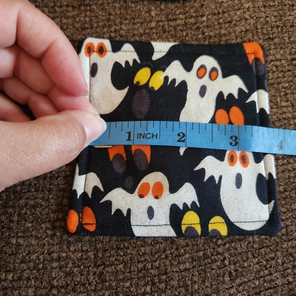 Halloween Coasters Set Of 4 Ghosts Black White Orange New